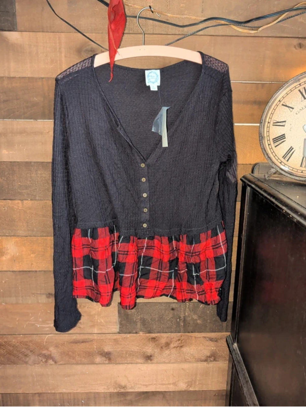 Red buffalo plaid top